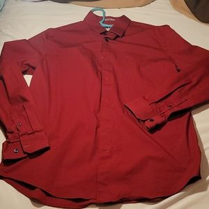 EXPRESS 1MX fitted Red dress shirt
